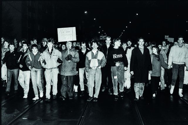 Demonstrationszug im Dezember 1989