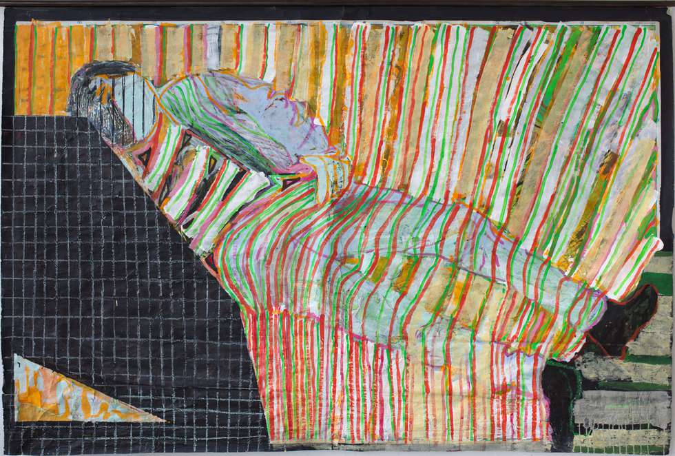 Beate Schoppmann, „Repose“, 2018, 220 cm x 150 cm, Acryl, Kohle auf Schulkarte.jpg